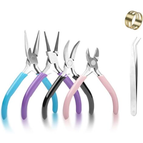 Jeu de 4 Pinces Jeu, de 4,5 Pouces, des Pinces à bec effilé, couteaux Latéraux, Bijoux, Pince, Coupe-Fil, des Pinces de Nez Rond Ensemble, de la Fabrication de Bijoux Outil pour la Fabrication de Bijo