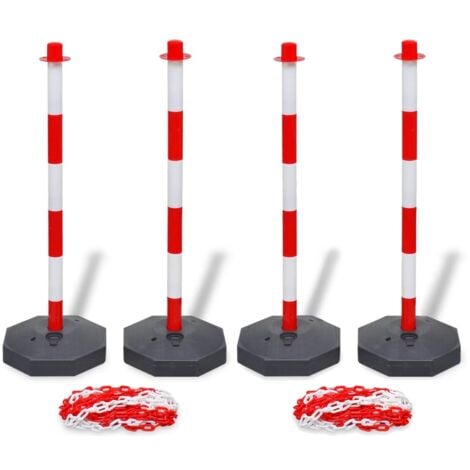 Jeu de 4 poteaux à chaîne et 2 chaînes en plastique 10m chacune vidaXL