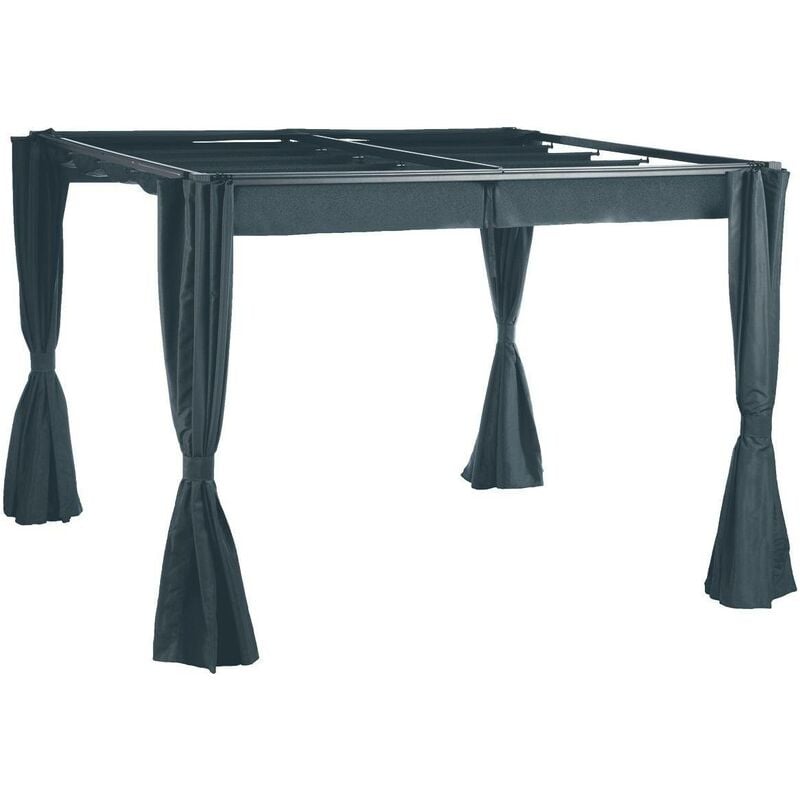 Rideaux pour tonnelle Palmeira 3x3m en polyester ardoise - Hespéride