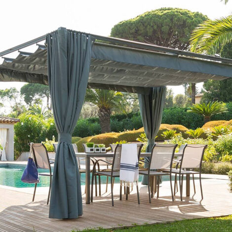 Jeu de 4 rideaux pour tonnelle Palmeira 4 x 3 m Ardoise
