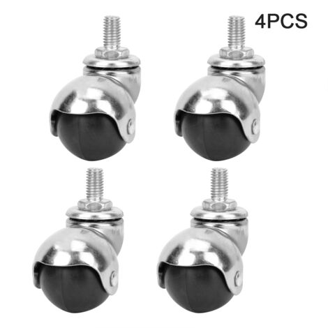 Jeu de 4 roulettes pivotantes universelles 1,5 pouce, tige filetée M10, anti-corrosion, pour meubles