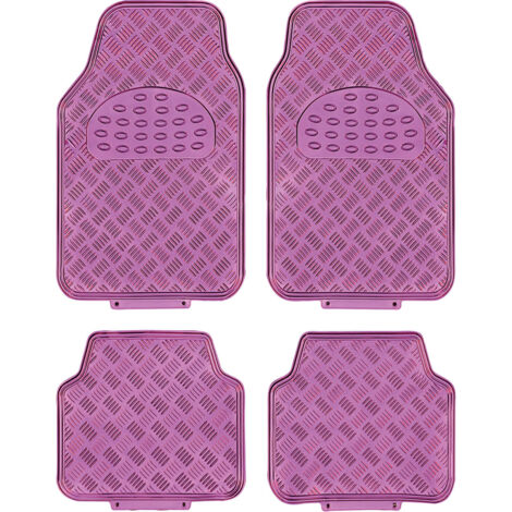 Jeu de 4 Tapis de sol PVC Look Aluminium - Universels - Rose