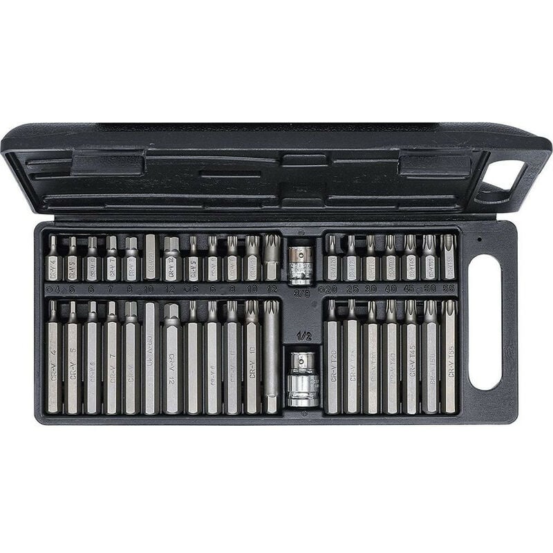 Jeu en coffret de 40 embouts combines 6 pans torx hexagonaux multidents spline