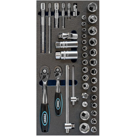 Jeu de 42 cles a douilles 1/4-3/8 po souples thermoformees Fervi tm01/024