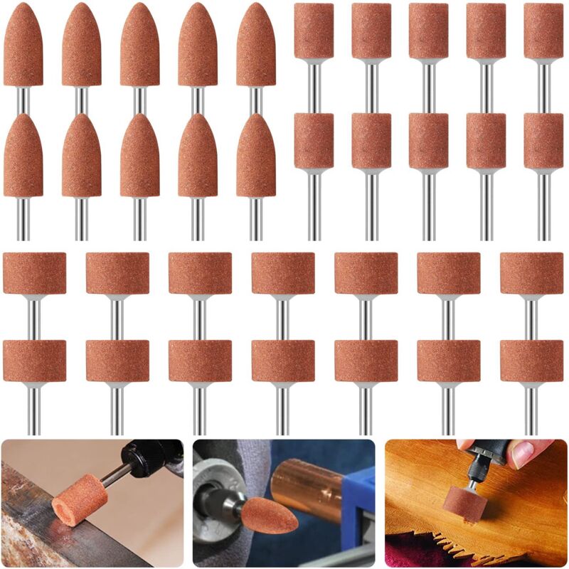 Jeu de 42 Meules en Oxyde d'Aluminium Mèches de Ponçage avec Tige de 1/8' Compatible avec Dremel pour Meulage, Polissage Ébarbage métaux