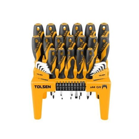 Jeu de 44 tournevis cruciformes – Lame Cr-V – Pointe magnétique – Longueur 75 à 150 mm – Pour vis à tête hexagonale et Torx – Tolsen