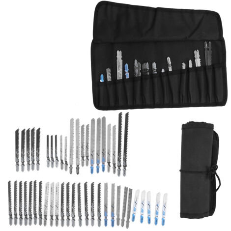 Jeu de 48 Lames de Scie Sauteuse à Tige en T avec étui de Rangement, Ensemble de Dents Centrales Universelles en Métal HSS, Outil de Coupe pour Lame de Scie à Bois, Plastique et