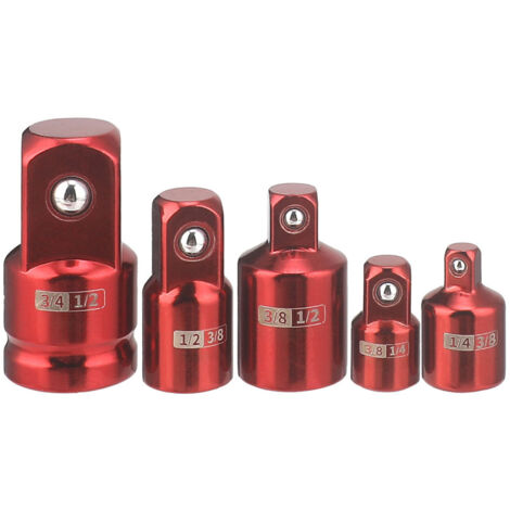 Jeu de 5 Adaptateurs de Douilles Impact SAE 1/4, 3/8, 1/2'' - Kit de Conversion pour Cliquet et Marteau Percuteur - Chrome Vanadium Steel - Adaptateurs Réducteurs et Élargisseurs Sécurisés