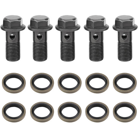 Jeu de 5 boulons banjo et rondelles M10 x 1,0mm pour moto