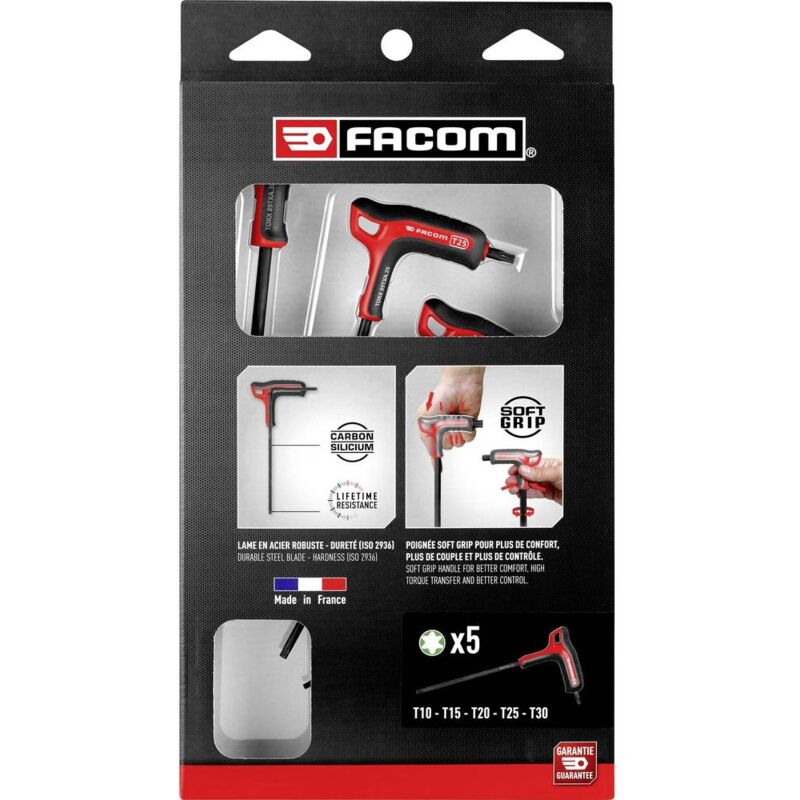 Jeu de clés en T Torx FACOM 89TX.PB Taille T10T15T20T25T30 Jeu de 5 clés - vue 2