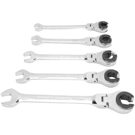 Jeu de 5 clés ouvertes à Double extrémité, à tête Flexible, à cliquet, pour ligne de frein de climatisation, 10mm, 11mm, 13mm, 14mm, 17mm