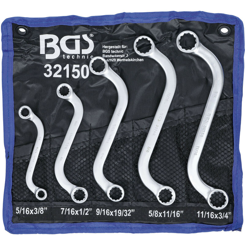 Bgs Technic - Jeu de 5 cles polygonales cotes pouces forme s de 3/8 à 3/4