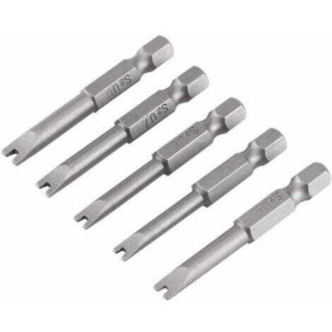 Jeu de 5 embouts de tournevis en acier allié S2, 50 mm de long, tige hexagonale de 1/4 de pouce, embouts de tournevis magnétiques, tête en forme de U, adaptés aux réparations électriques et mécaniques