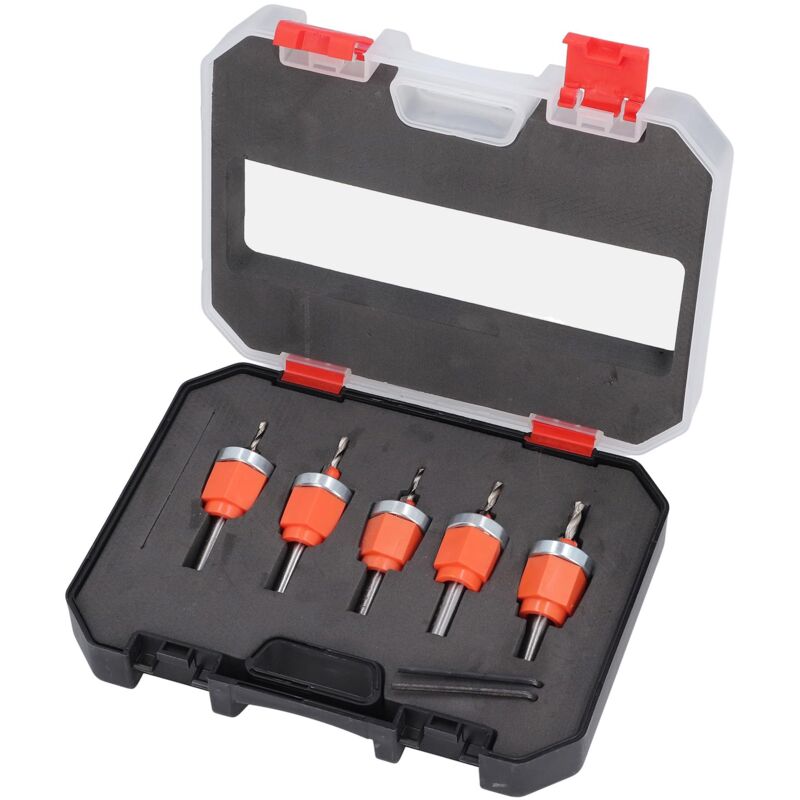 Ej.life - Jeu de 5 Forets à Fraiser, Butée de Profondeur Réglable, élimination Efficace des Copeaux, Forets Coniques de 2,8 3 3,2 3,5 4 Mm de