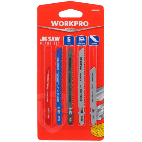 Jeu de 5 lames pour scie sauteuse WORKPRO® pour le bois et le métal