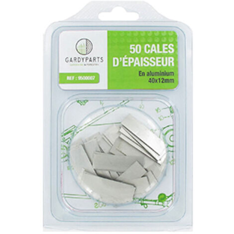 Jeu De 50 Cales D'épaisseur Pliables En Aluminium (40x12mm) Pour Le Maintien De Vitres, Panneaux Polycarbonate Ou Bois De Substi