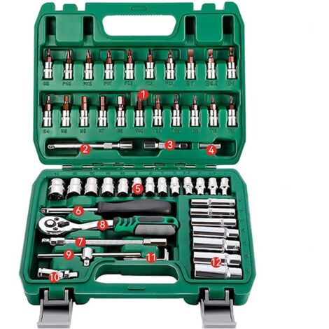 Jeu de 53 Tournevis et Cliquets - Clé à Cliquet Reversible en Acier S2 avec Douilles pour Réparation Maison et Auto, Kit d'Outils Complet