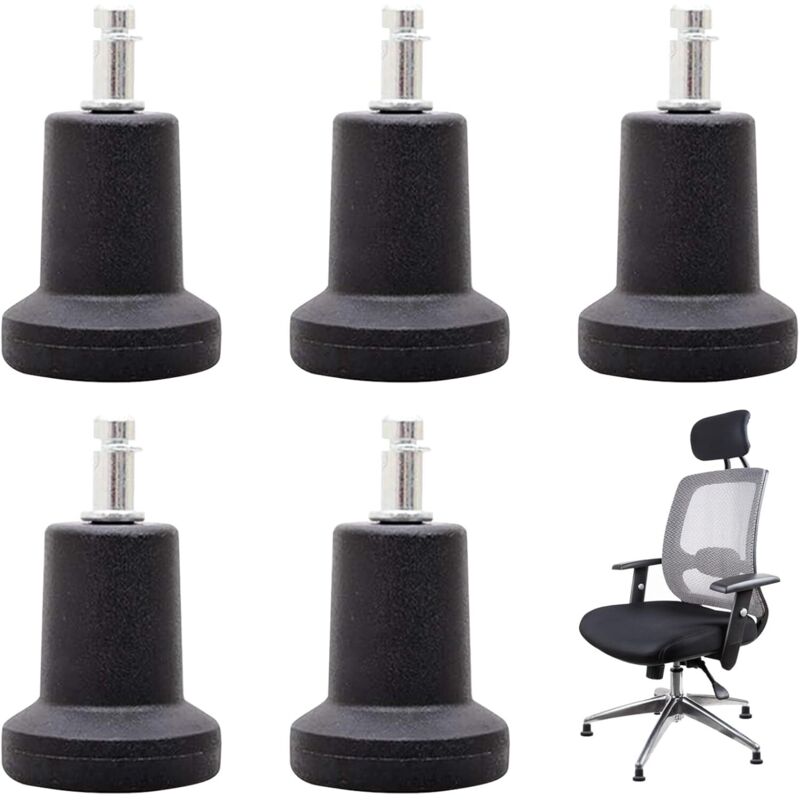 Jeu de 5X Planeur pour Chaises de Bureau, Pieds Fixes à roulettes de Remplacement pour Le Bureau et la Maison