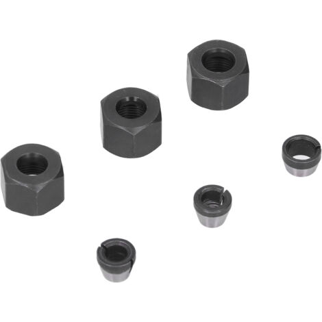 Jeu de 6 adaptateurs de fraise en acier carbone 6mm 6.35mm 8mm avec écrous pour défonceuse et affleureuse