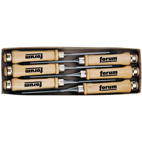 Jeu de 6 ciseaux en acier à outils avec manche en bois, Contenu : 6 10 12 16 20 26 mm