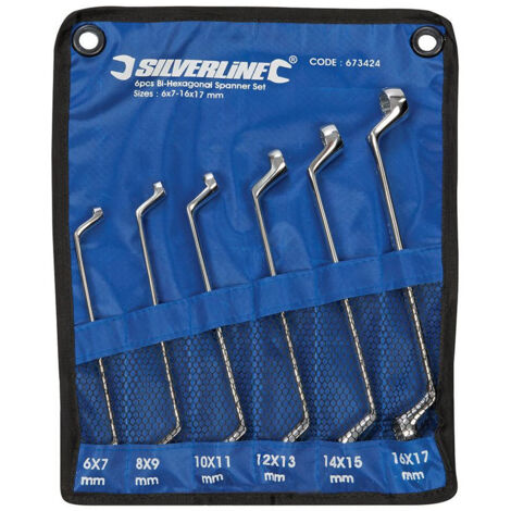 JEU DE 6 CLÉS À OEIL DOUBLE BI-COUDÉES 6 - 17 MM SILVERLINE 673424