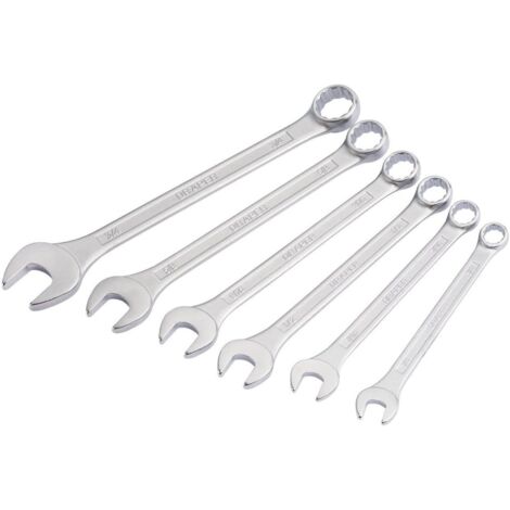 Jeu de 6 clés mixtes à cliquet, clés à engrenages de qualité industrielle, fabriquées en acier Cr-V chromé forgé et traité thermiquement, tailles métriques 8 mm-17 mm
