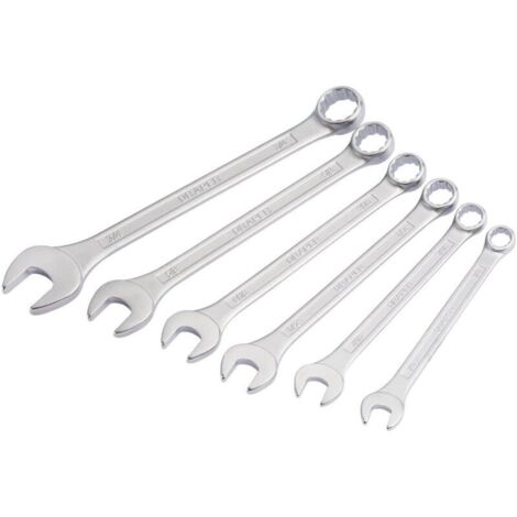 Jeu de 6 clés mixtes à cliquet, clés à engrenages de qualité industrielle, fabriquées en acier Cr-V chromé forgé et traité thermiquement, tailles métriques 8 mm-17 mm