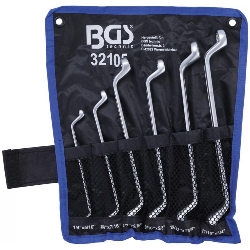 Bgs Technic - Jeu de 6 cles polygonales oeil double contre coudees en pouces