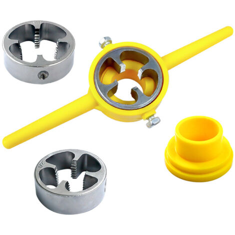 Jeu de 6 fers pour créer filetage PVC avec poignée plastique et dies 1/2-3/4-1 pouce en alliage durable
