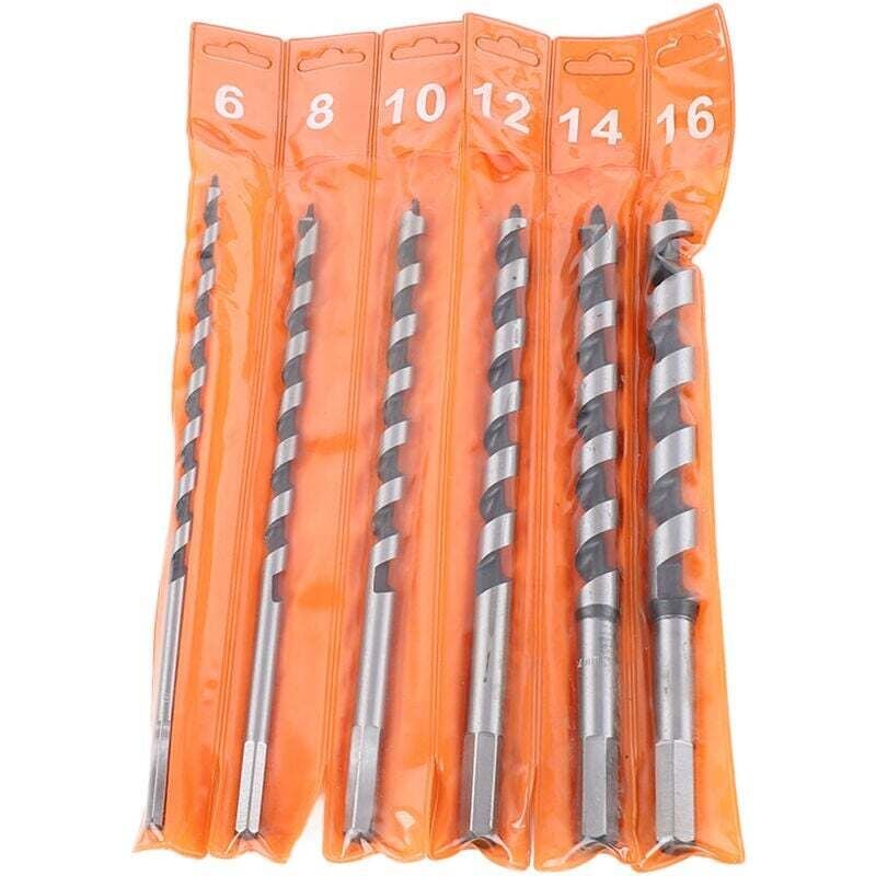 Image of Jeu de 6 Forets à Tarière Tige Hexagonale Longue 230mm pour Travail du Bois Solide