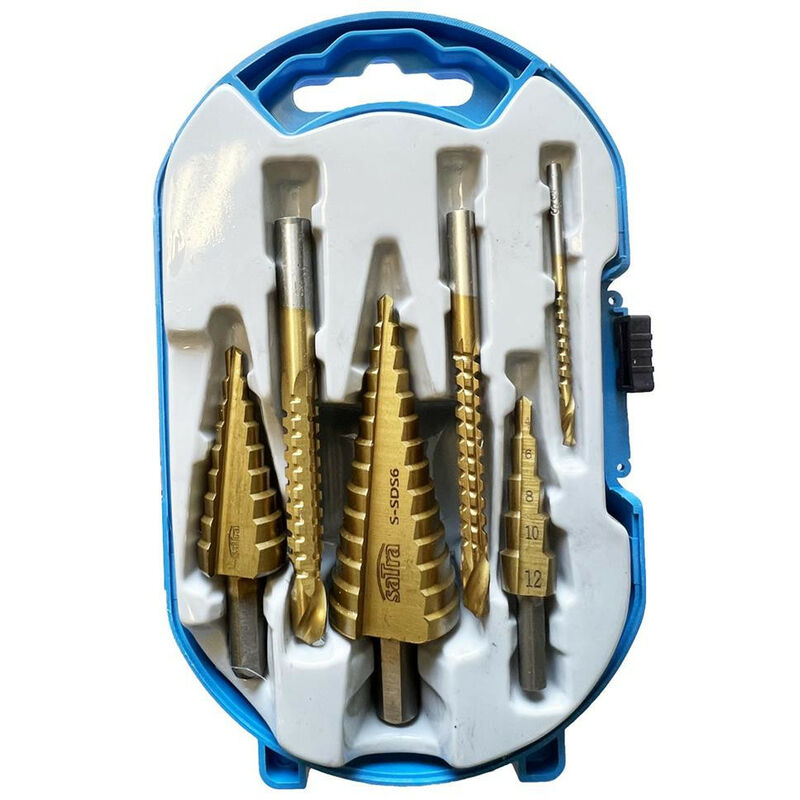 Satra - Jeu de 6 forets etages et de fraisage en hss4241 revetu titane