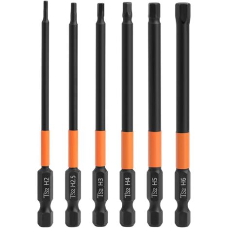 Jeu de 6 forets magnétiques hexagonaux en acier S2 de 1/4 pouce (H2/H2.5/H3/H4/H5/H6)-AquaForge