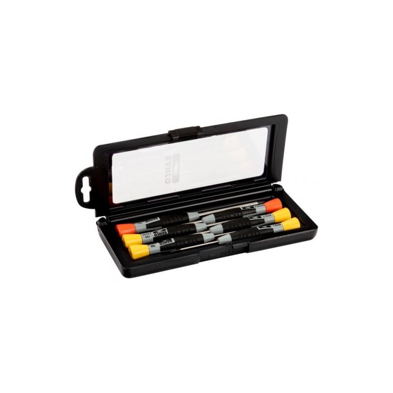 Jeu de Tvis à fente/Phillips avec poignée de précision, 1,5-3 mm/PH0-PH1 - 6 pcs - Bahco