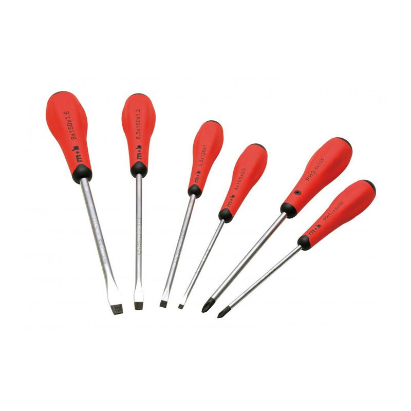 Mob Outillage - Jeu de 6 tournevis Redgrip fente + phillips mob