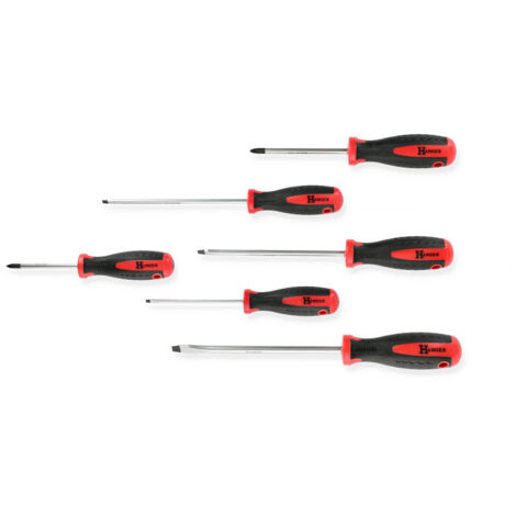 Jeu de 6 tournevis plats et cruciformes PZ - HANGER - 131090