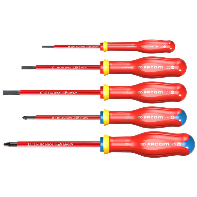 FACOM Coffret de 5 Tournevis Isolés 1000V AT5VE.PB