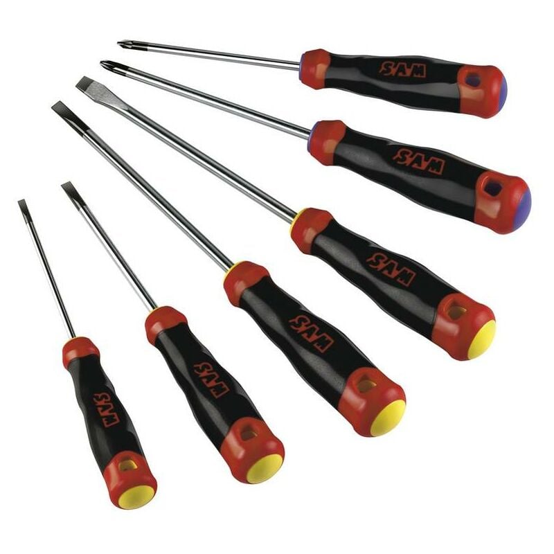 Sam Outillage - jeu de 6 tournevis S1 fente pozidriv TJ2