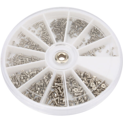 Jeu de 600 vis cruciformes tête plate M1.0 M1.2 M1.4 M1.6 en acier inoxydable pour lunettes et montures, compact et complet