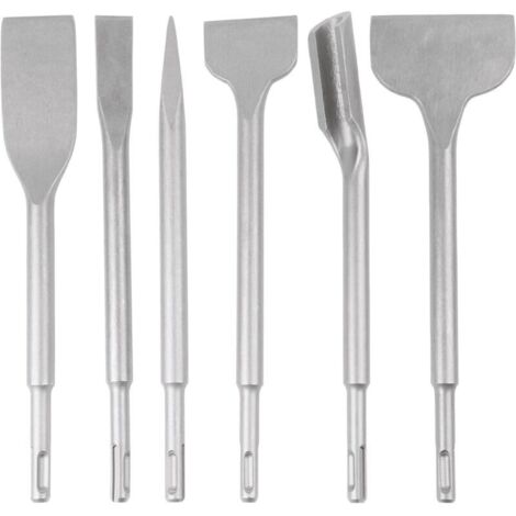 Jeu de 6PCS Burin SDS-PLUS, 25cm Longueur, Coffret Pour Enlevement de Béton et Carrelage de Sol et Mur, Burin Marteau Rotatif Foret Burin, Burins SDS-PLUS pour Perforateurs
