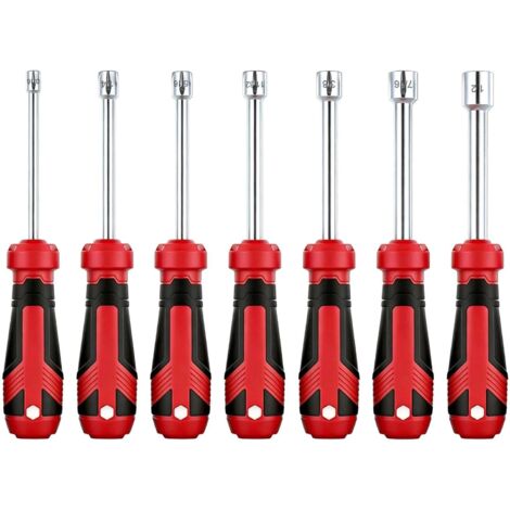 Jeu de 7 clés à douille SAE, jeu tige creuse 1 pouce comprenant des 3/16" 1/4" 5/16" 11/32" 3/8" 7/16" 1/2" pour un serrage précis écrous hexagonaux. -