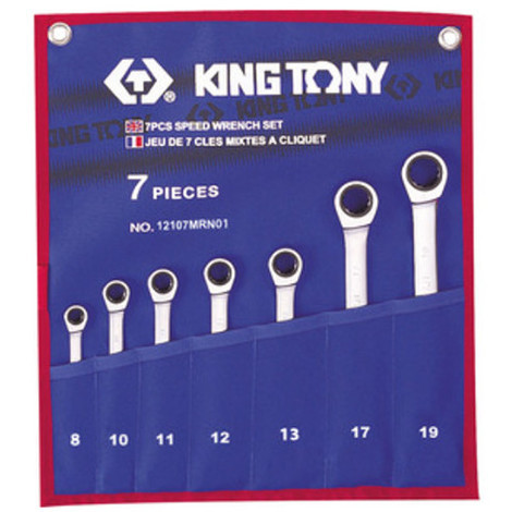 Jeu de 7 clés mixtes à cliquet 8-10-11-12-13-17-19 mm -12107MRN01 - King Tony