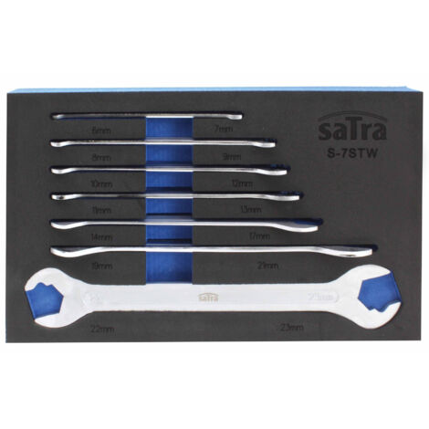 Jeu de 7 cles plates ultra minces double fourche de 6 x 7 mm a 22 x 23 mm