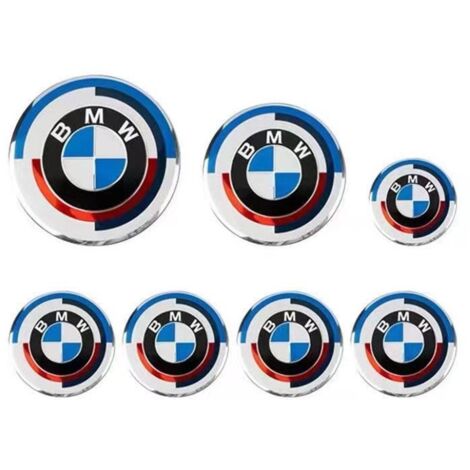 Jeu de 7 enjoliveurs de jantes 50e anniversaire, 4 pièces de 56 mm, compatibles avec les BMW Série 3, Série 5, Série 4/2, X5, X3 et X6
