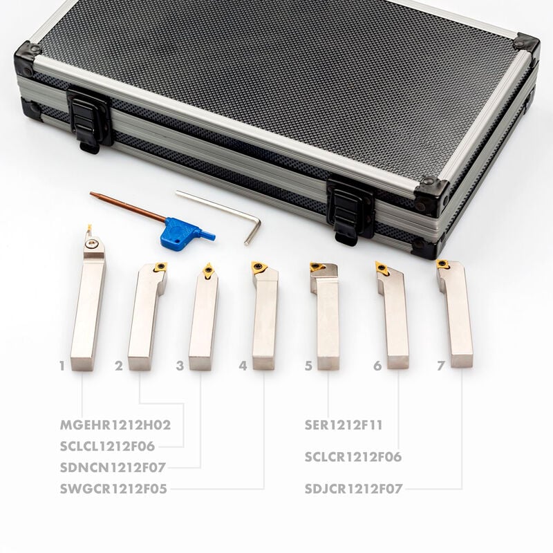 Mw-tech - Jeu de 7 outils à plaquette carbure 12 x 12 mm DBS0712
