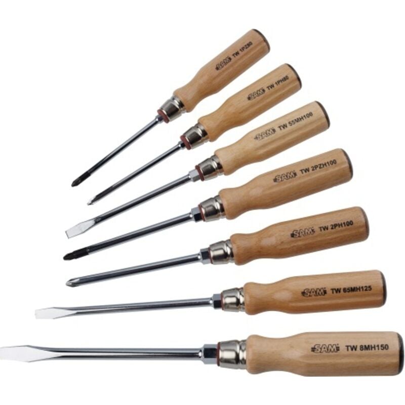 Jeu de tournevis sam Jeu de tournevis standard, Phillips, Pozidriv, fendu, 7 pièces ( Prix pour 1 )