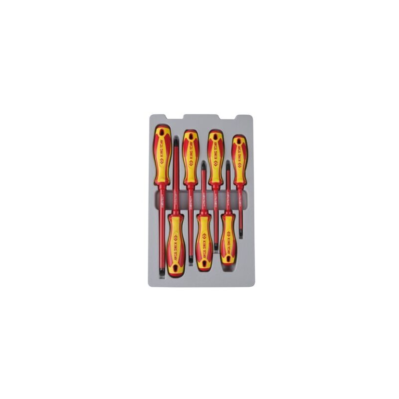 King Tony - Jeu de 7 tournevis électricien 1000V Pozidriv et plats