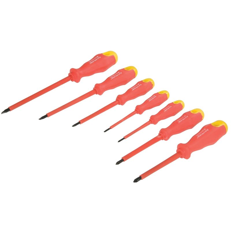 Silverline - 7 tournevis isolants à poignée caoutchoutée 7 pcs 993043