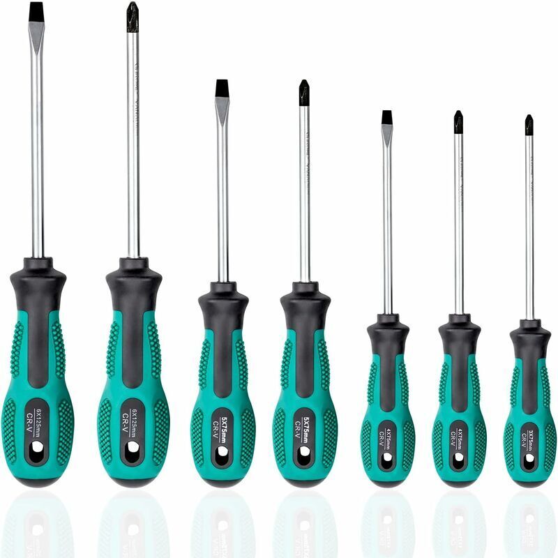 Lablanc - Jeu de 7 Tournevis Magnétiques avec 3 Fentes et 4 Cruciformes, Poignée Antidérapante, Acier au Chrome Vanadium Robuste, Jeu de Tournevis