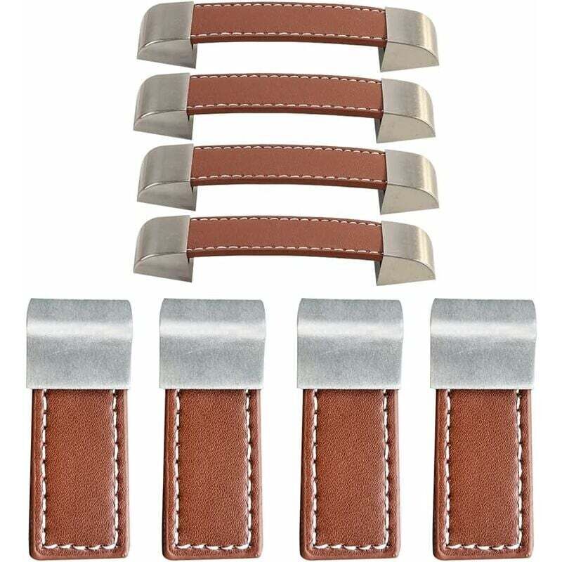 Jeu de 8 (58mm, 128mm) poignées de meubles en cuir, poignées de portes en cuir poignées de meubles en cuir poignées d'armoires en cuir