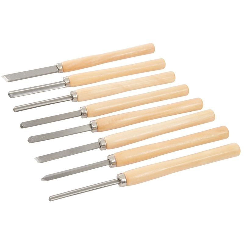 Silverline - jeu de 8 ciseaux pour tour à bois 8 pcs 303159